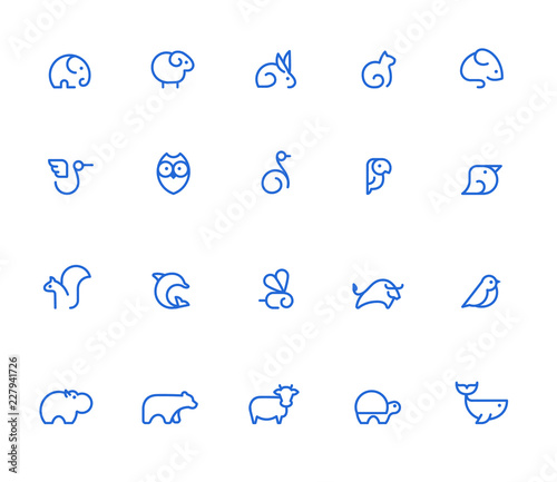 Animal icons, simple line set