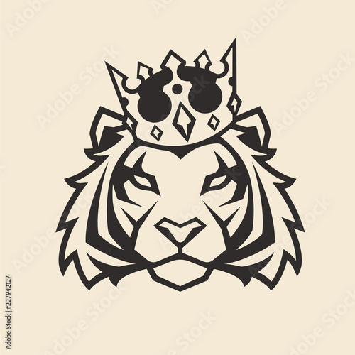 Tiger in Crown Vector Mascot