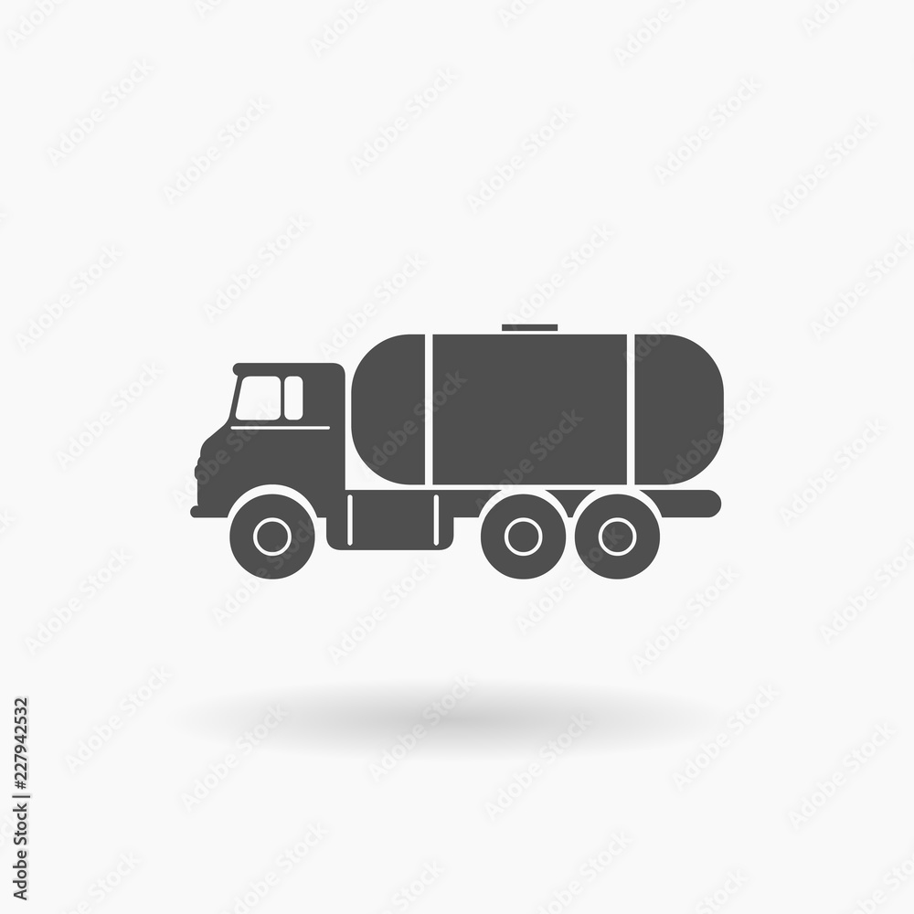 Fuel Truck Industrial Vehicle Icon Illustration silhouette. Fuel Truck Industrial Vehicle Icon Illustration silhouette.