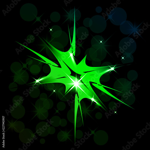 Creative concept of an isolated star with glow effect, sparkles on a black background. Banner for celebrating Christmas and New Year