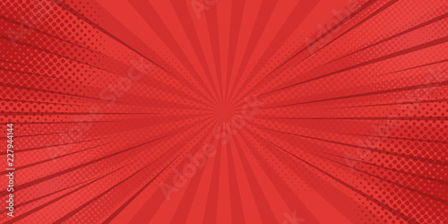 Comics rays background with halftones. Vector summer backdrop illustrations