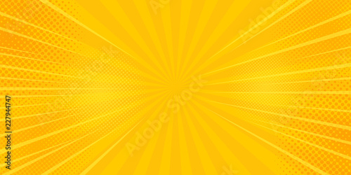 Comics rays background with halftones. Vector summer backdrop illustrations