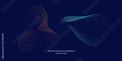 Vector abstract background with dynamic waves, line and particles.