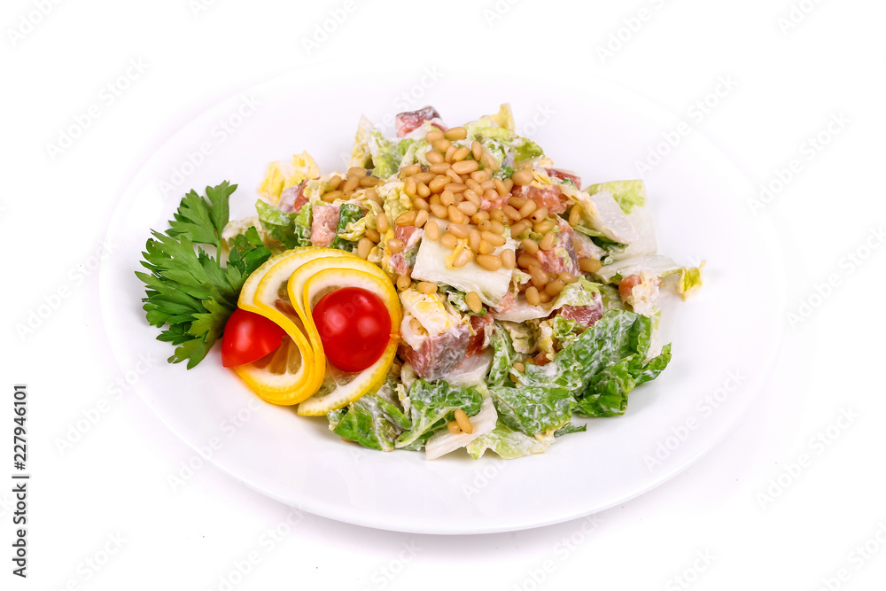 Salad of fish, cabbage and pine nuts Salad of fish, cabbage and pine nuts