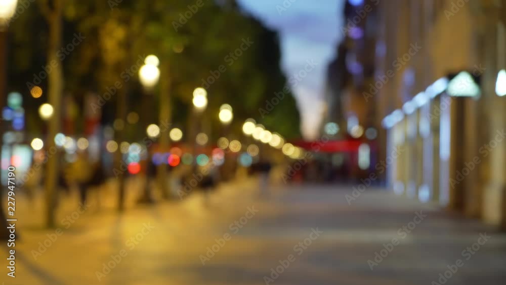 Defocused night scene on the Champs-Elysees in Paris France Defocused night scene on the Champs-Elysees in Paris France