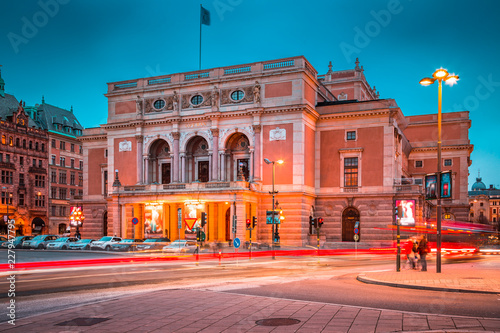 Photography Royal Swedish Opera (Kungliga Operan) in Stockholm at twilight, Sweden, Scandina