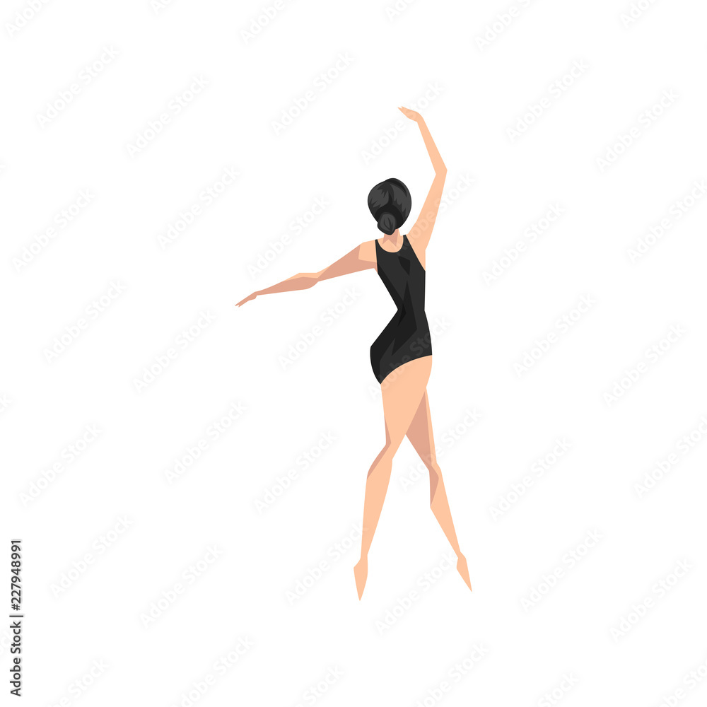 Obraz premium Young slim and beautifull ballerina dancing, classical ballet dance class vector Illustration on a white background