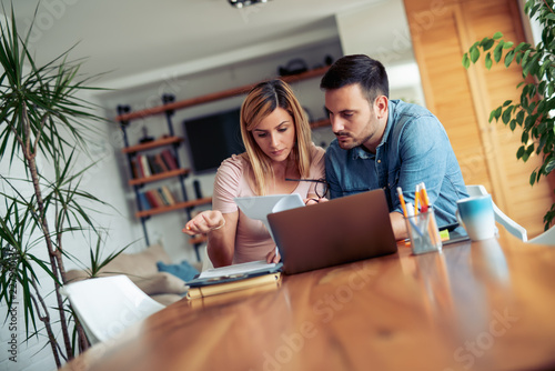 Young couple having finance problems photo