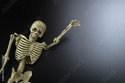 Human skeleton call you on background