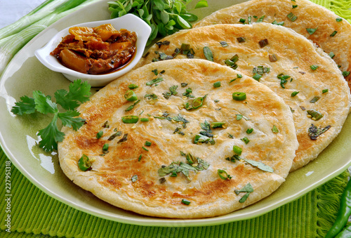 Vegetable Paratha and Pickle