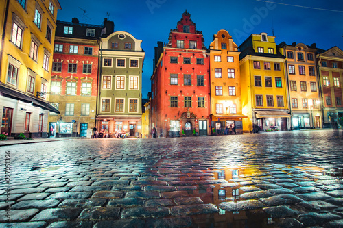 Obraz na płótnie Stockholm Gamla Stan district at twilight, Sweden, Scandinavia w salonie