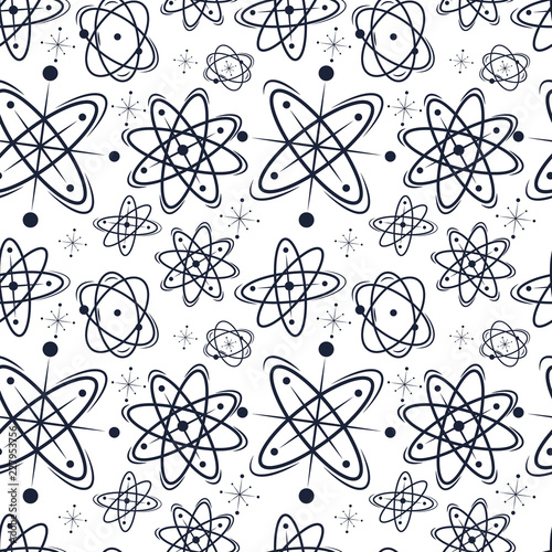 Atomic mid century seamless pattern. Vector illustration. 
