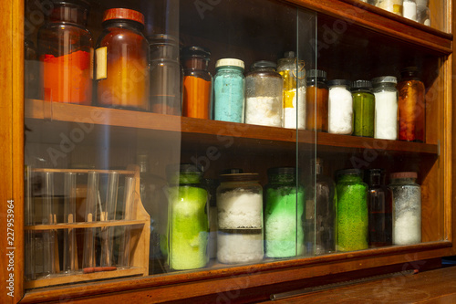 Glass jars chemical elements