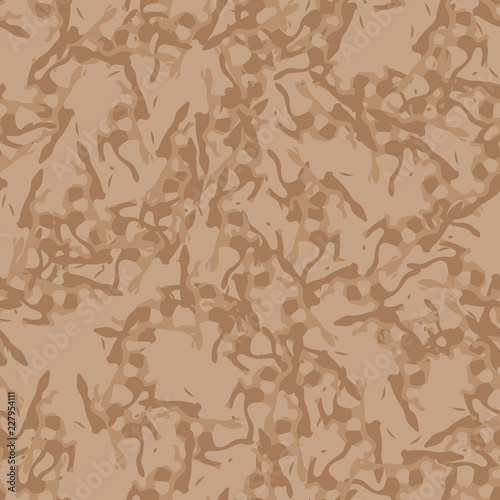 UFO military camouflage seamless pattern in different shades of beige and brown colors