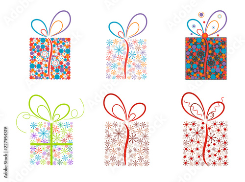 Set of Christmas present boxes.