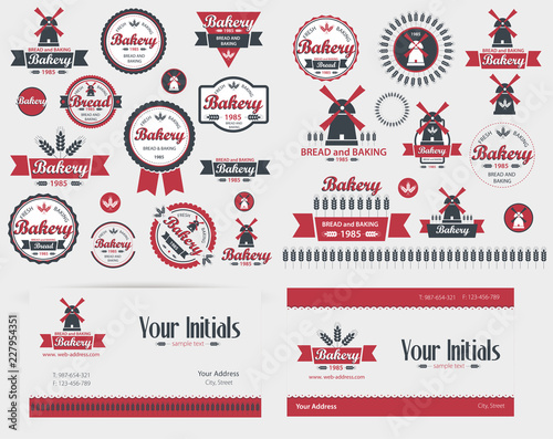 Set of vintage retro bakery badges and labels. Vector