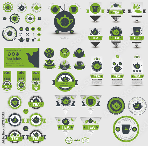 Set of tea lables. Vector