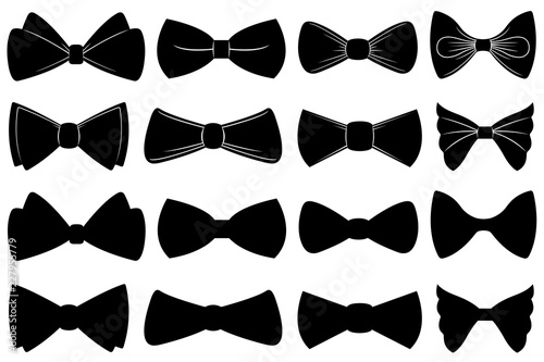 Set of different bow ties isolated on white photo