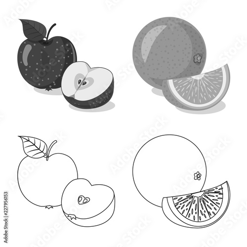 Isolated object of vegetable and fruit icon. Set of vegetable and vegetarian vector icon for stock. © Svitlana