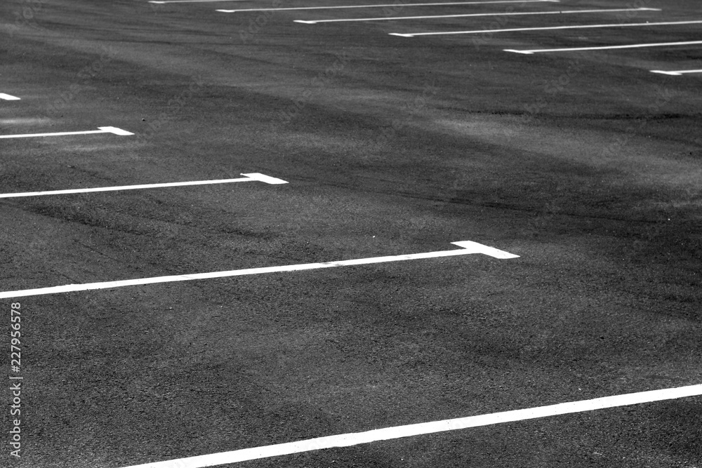 Empty parking lot in black and white.