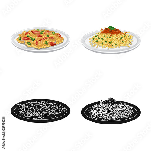 Isolated object of pasta and carbohydrate logo. Collection of pasta and macaroni stock symbol for web.