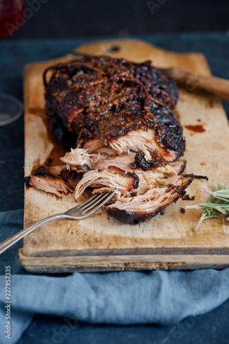 Slow-cooked pork with sugar glazing