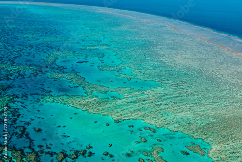 aerial view of great barrier reef, whitsundays