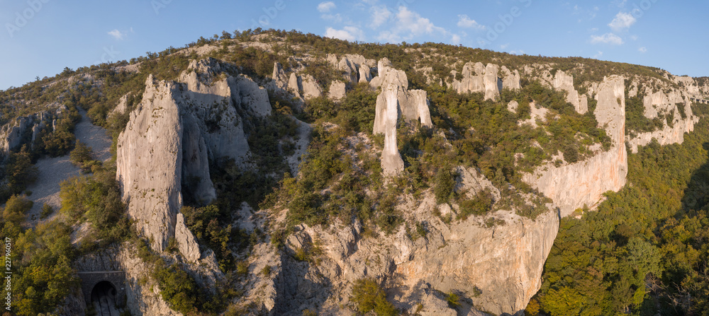 Vela draga (Vranjska draga) is a canyon in eastern Istria, Croatia. It is a unique natural geoheritage site due to its geological formations in shapes of various natural pillars. 