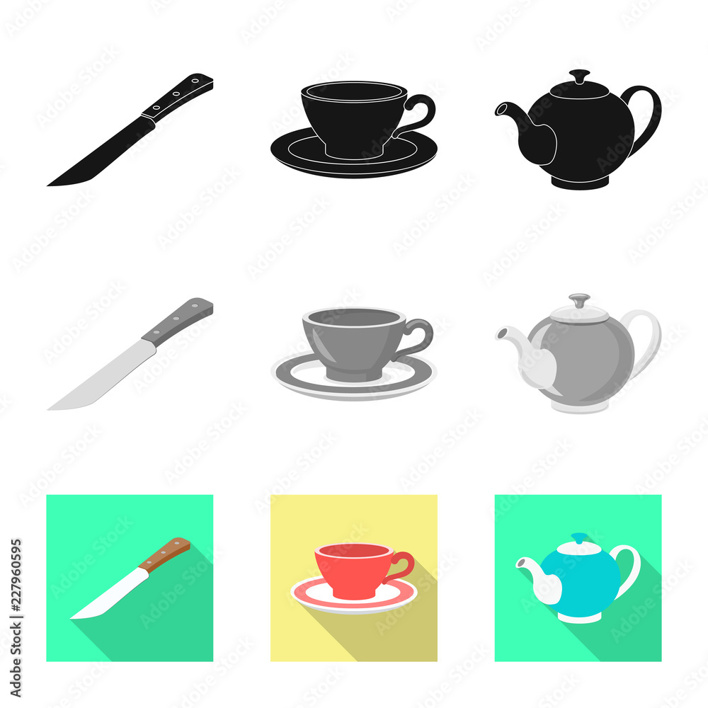 Isolated object of kitchen and cook symbol. Collection of kitchen and appliance vector icon for stock.