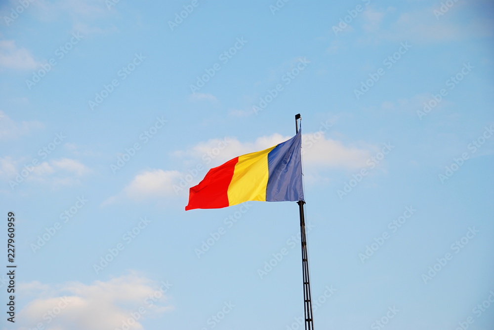 Romanian flag waving in the wind Romanian flag waving in the wind