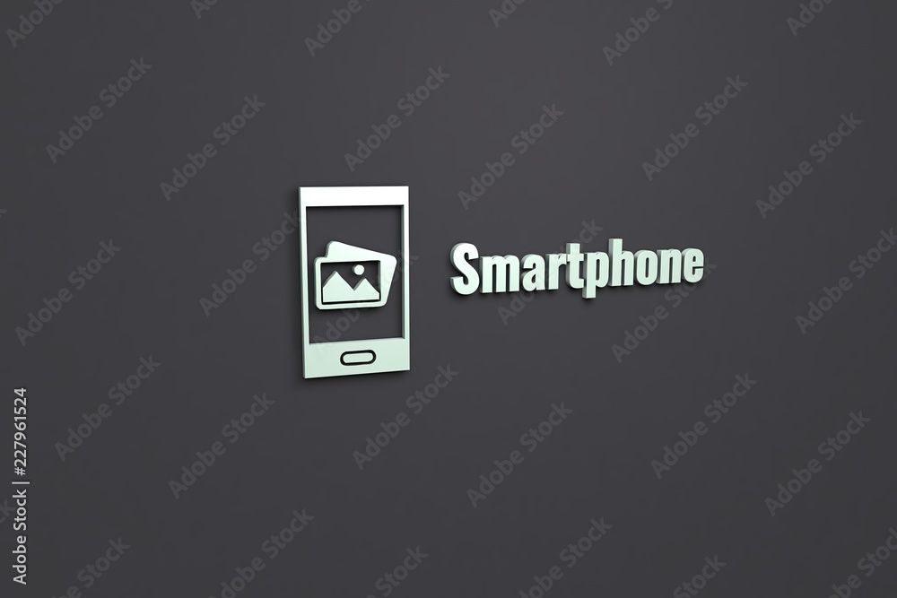 Text Smartphone with light green 3D illustration and dark background Text Smartphone with light green 3D illustration and dark background