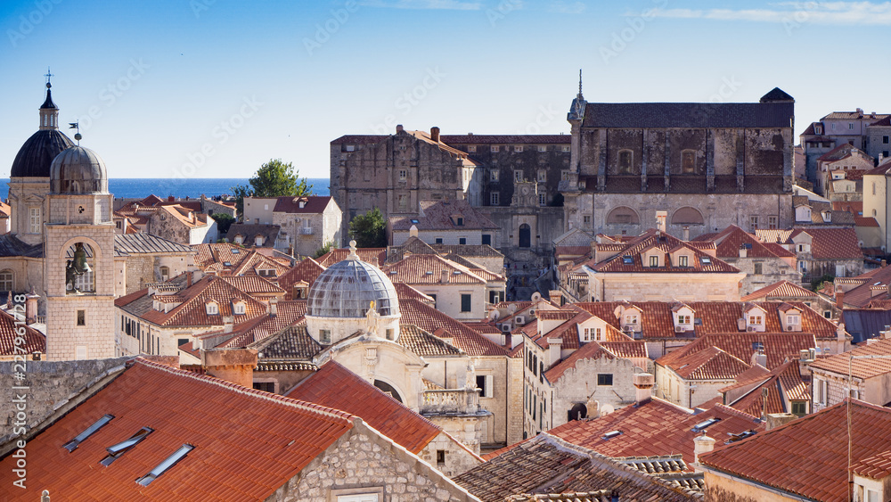 Roofs of Dubrovnik with Cathedral and Bell Tower