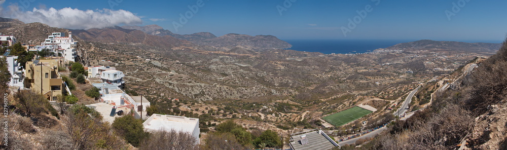 Panoramic view of the landscape near Menetes on Karpathos in Greece