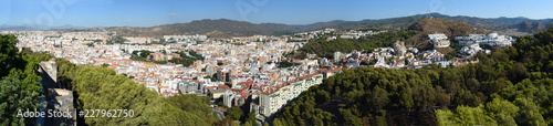 Panorama of the town Malaga in Andalucia Spain.