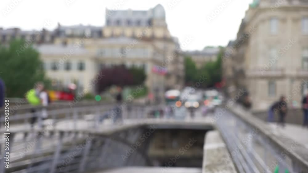 Pedestrian crossing bridge walkway over the Seine in Paris Pedestrian crossing bridge walkway over the Seine in Paris