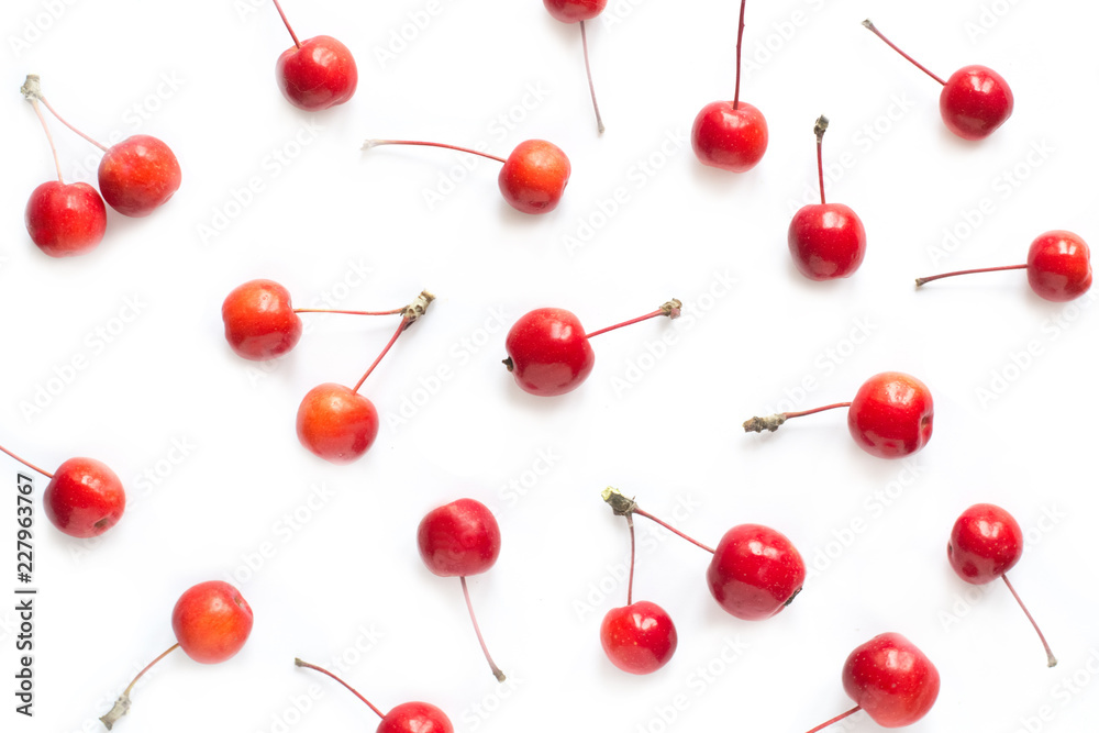 Red apples on white background
