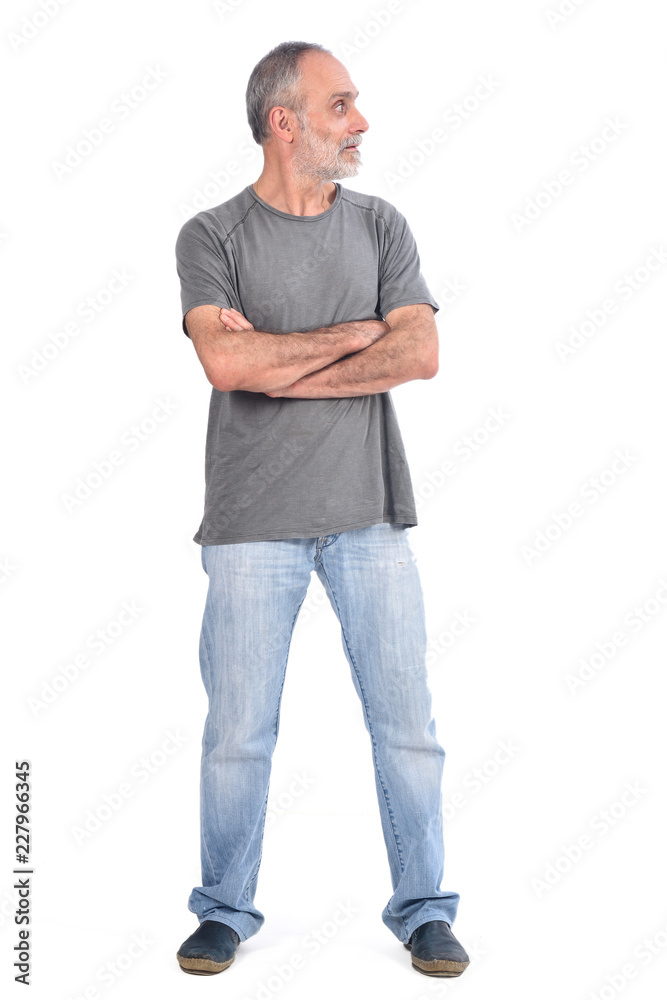 portrait of middle aged man on white