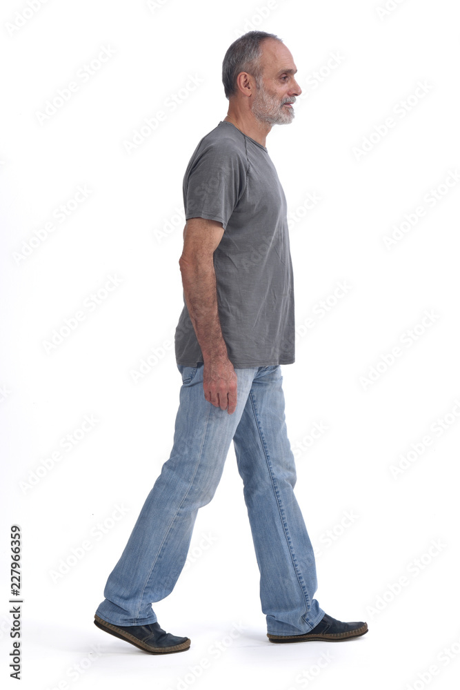 Man walking on white background Man walking on white background