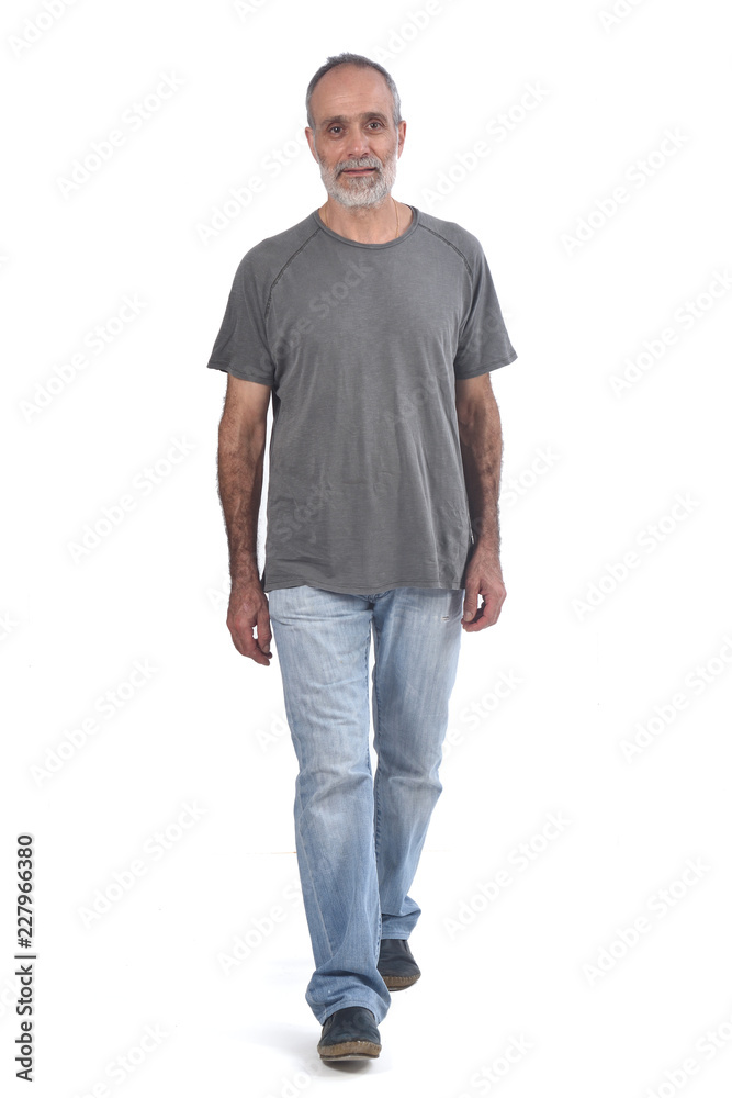 Man walking on white background Man walking on white background