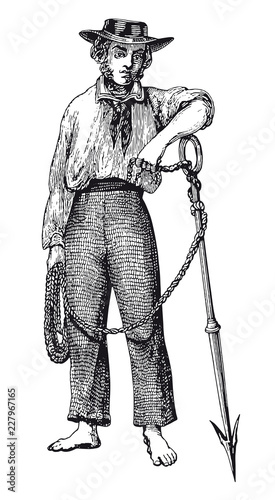 Vintage Harpooner Engraving