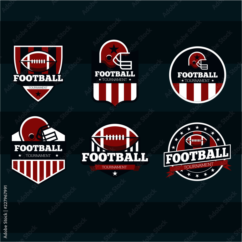 Pack of american football badges, logo , vector design
