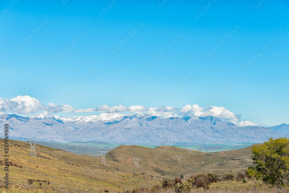 Snow on the Hex River Mountains seen from Theronsberg Pass