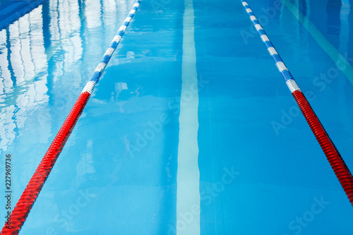 Image from top of swimming pool with red dividers