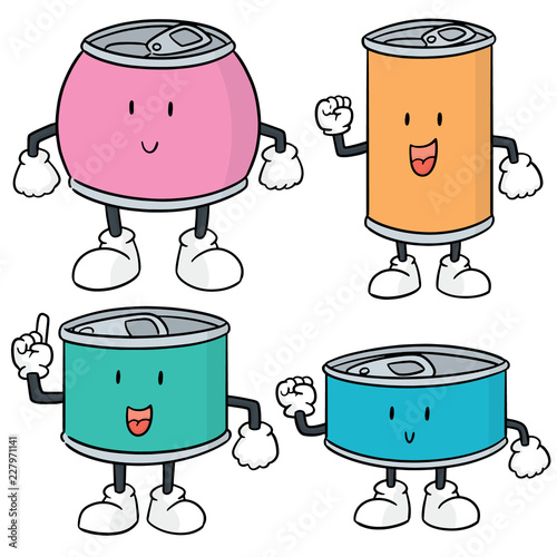 vector set of can cartoon