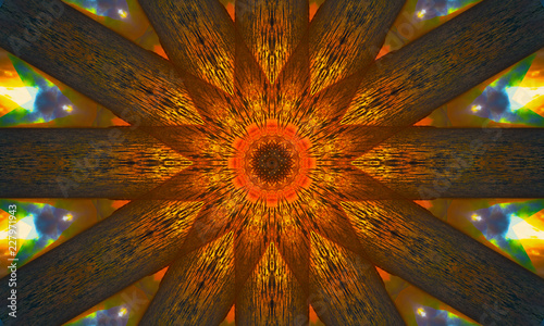 Vibrant mandala Art with a simple pattern and a lot of shades of orange.