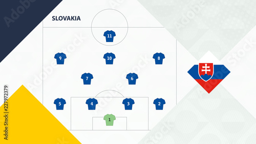 Slovakia team preferred system formation 4-2-3-1, Slovakia football team background for European soccer competition.