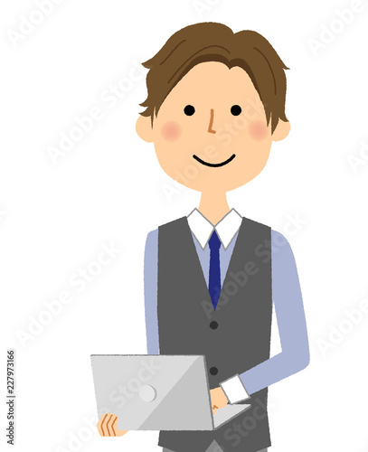 若い男性　ノートPC