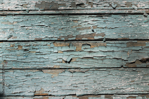 Old brown blue wooden background with planks.