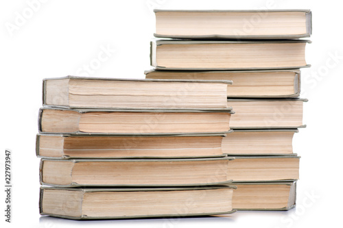 Stack of books on a white background isolation