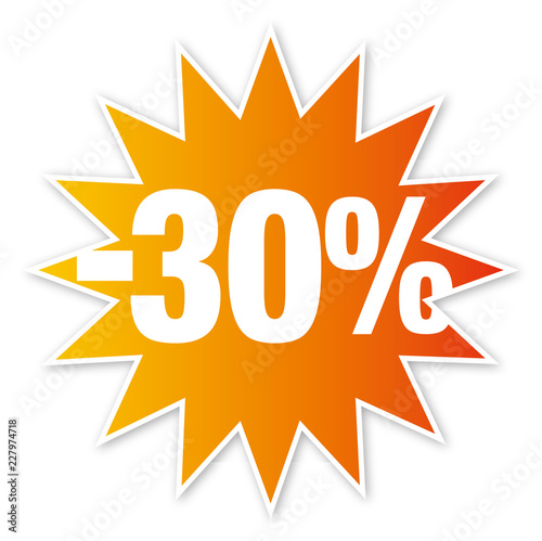30 % off big sale icon label star up to thirthy precent discount